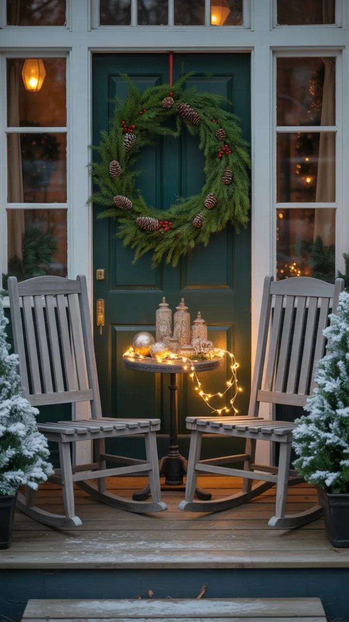 Twinkling Warmth on a Snow‑Kissed Christmas Porch