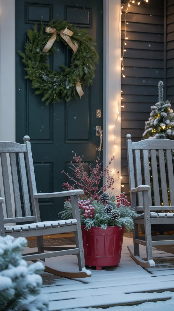 A Warm Welcome on a Snowy Christmas Porch