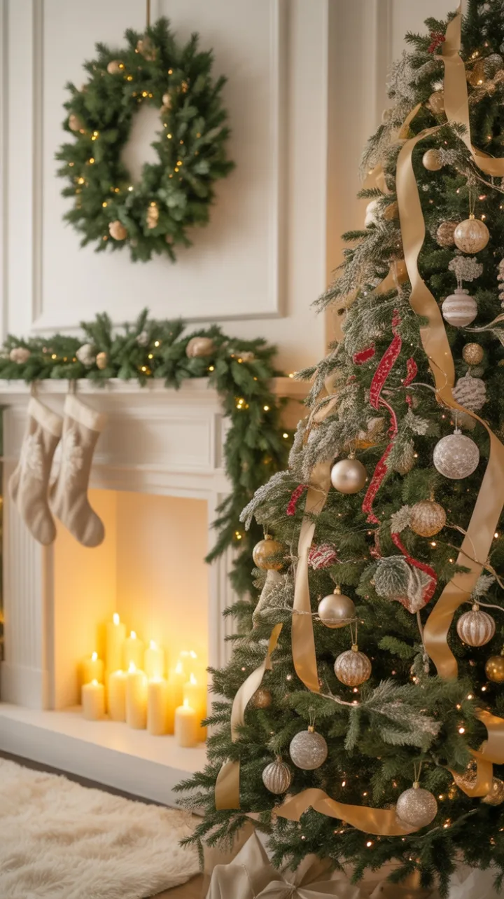 A Cozy Fireside Christmas in Gold, Silver, and Red