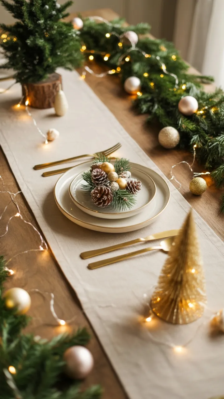 Cozy Rustic Holiday Table with Gold Accents