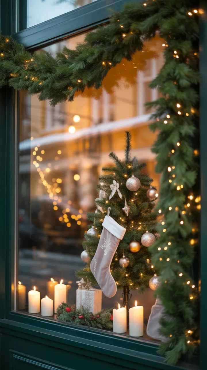 Hearthside Window Dressed in Christmas Glow