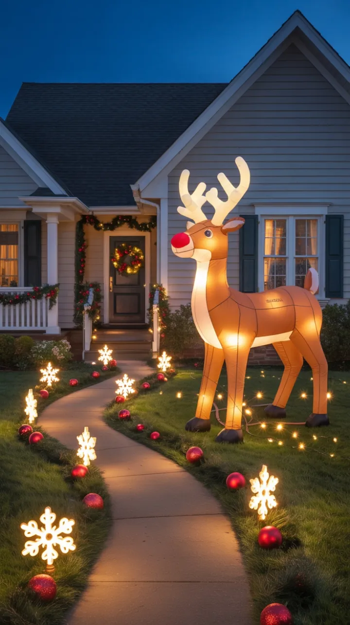 Twinkling Reindeer Welcome on a Cozy Christmas Night