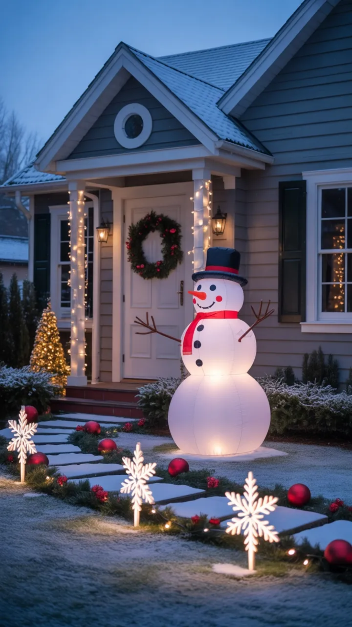 Twilight Welcome at the Snowflake-Lit Holiday Home