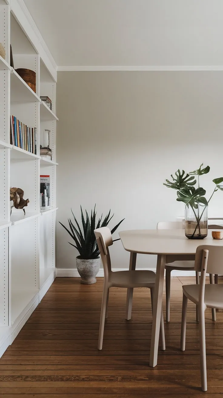 With its beige dining table, light gray walls, and curated decor, this neutral dining room exemplifies modern design and inspiring table decor ideas.