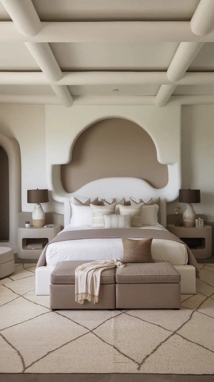 Discover serene tranquility in this beautifully crafted master bedroom, where soothing neutrals and luxurious bedding create the ideal sanctuary for relaxation and rejuvenation.