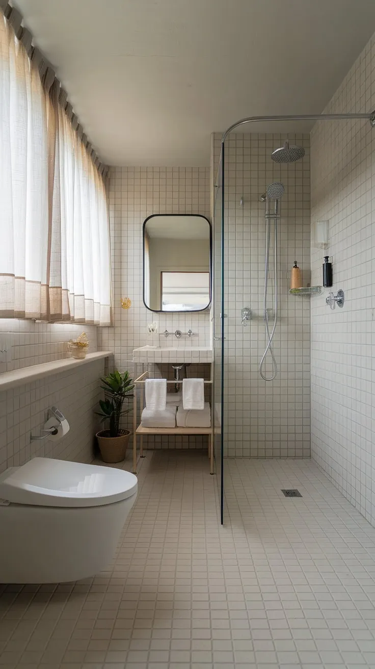 Light, bright, and airy. This modern bathroom boasts a clean aesthetic with neutral tones and a thoughtful layout. A simple yet elegant space, designed for both comfort and functionality. A perfect blend of form and function.