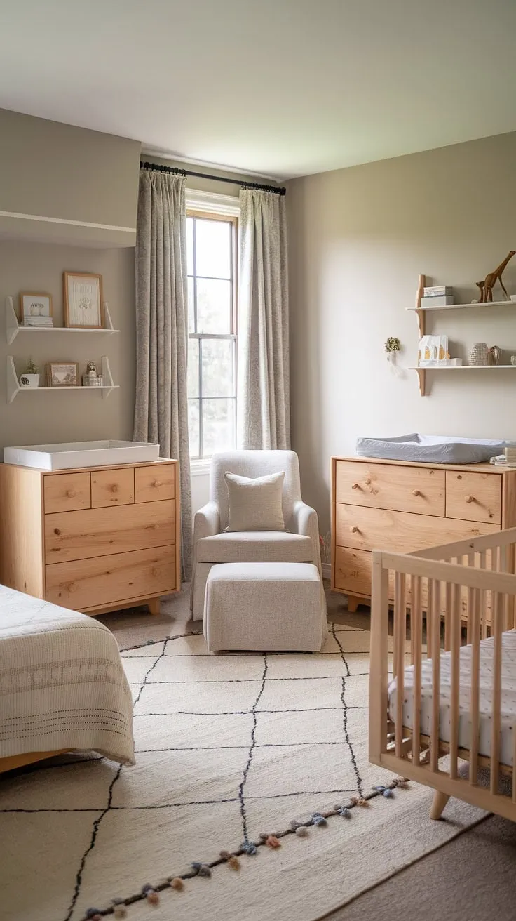 This neutral gender nursery, bathed in soft light, is a testament to simple elegance. The carefully chosen furniture, from the cozy chair to the practical changing table, ensures a functional yet stylish space for years to come. A perfect blend of form and function.