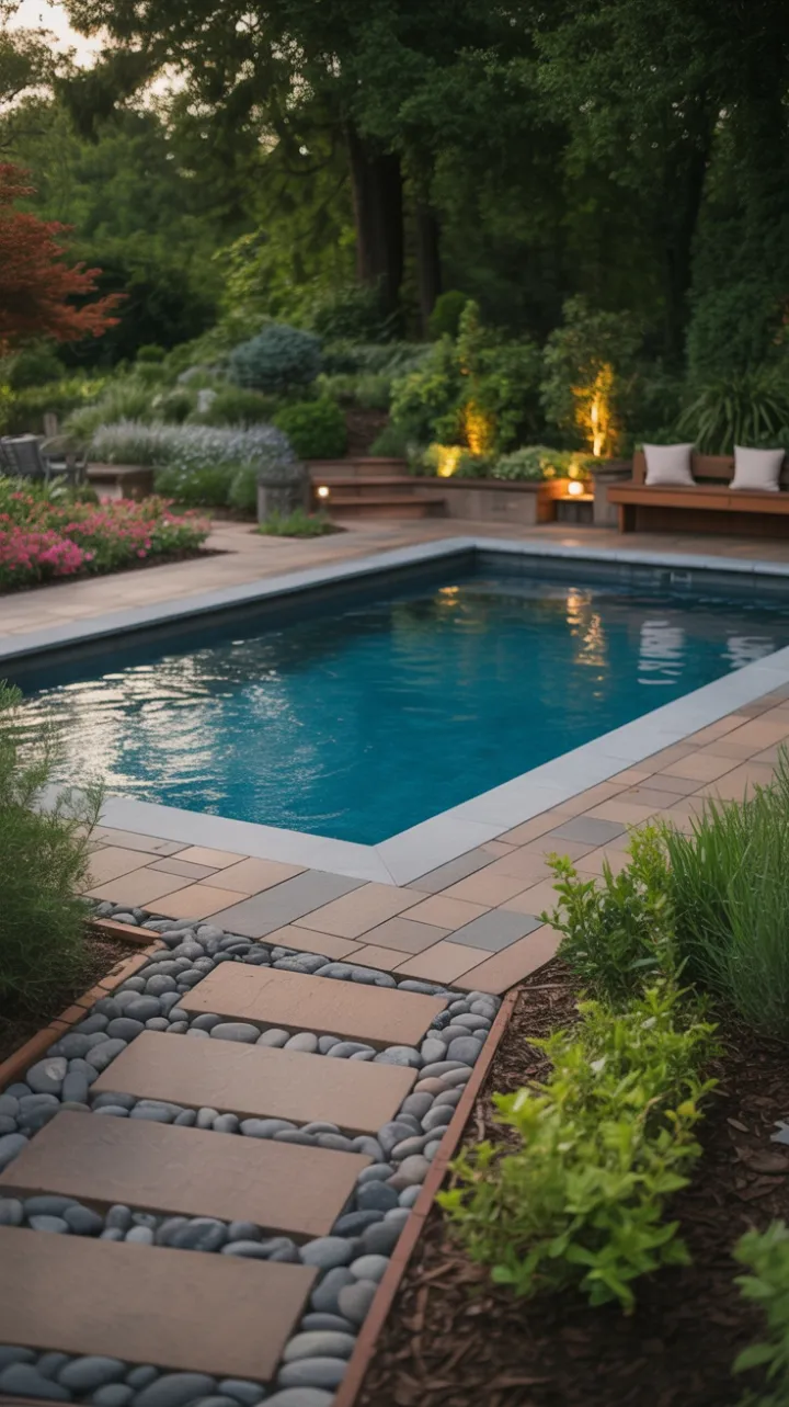 Luxe Above Ground Pool Retreat Bathed in Golden Light