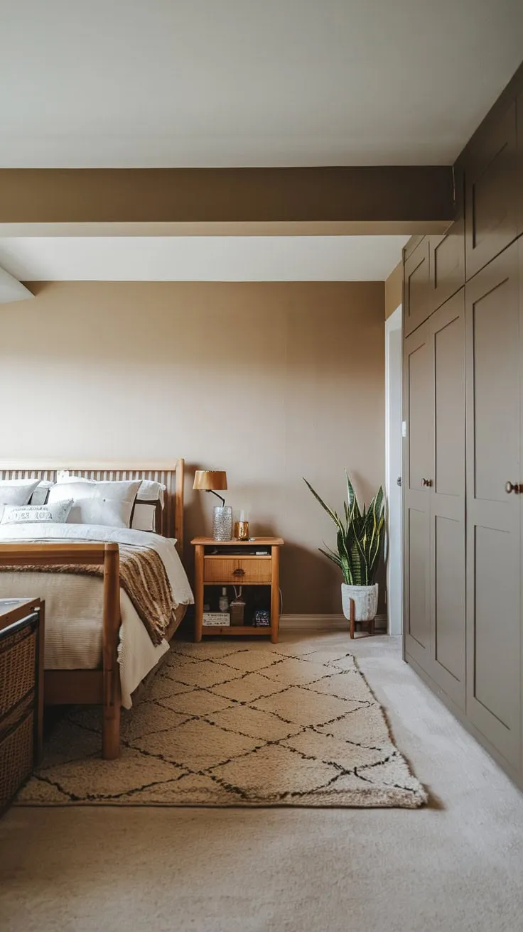 Cozy Basement Bedroom with King Bed and Wardrobe