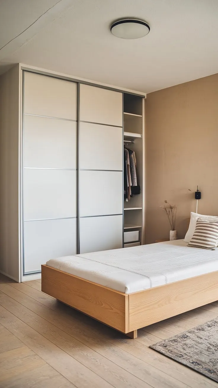 A serene Nordic bedroom showcases clean lines and a light color palette for a calming atmosphere.