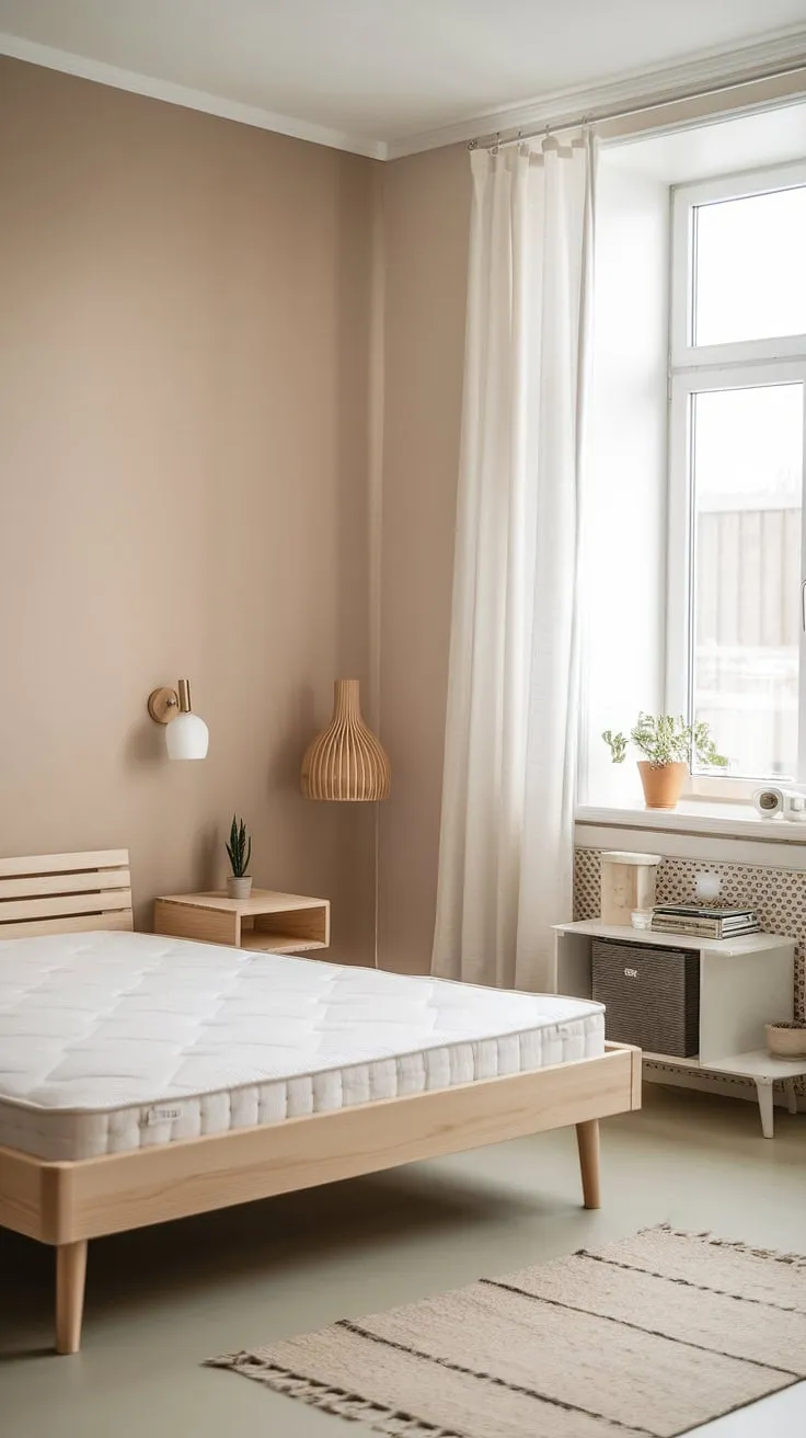 Light wood furniture and a minimalist aesthetic create a serene Nordic bedroom sanctuary