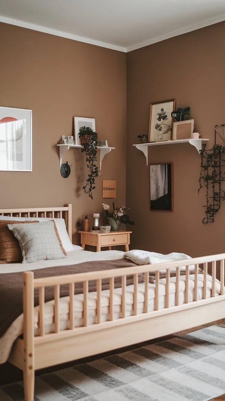 Earthy tones and minimalist furniture create a serene Nordic bedroom sanctuary