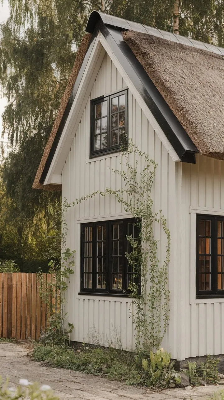 Discover a serene Nordic retreat where soft light and rustic charm intertwine, inviting you to unwind in nature's embrace.