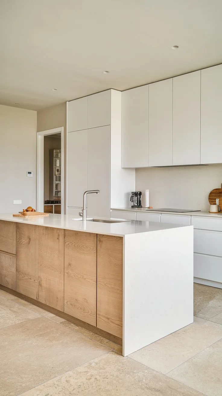 Elegant white wood cabinetry defines this modern Nordic kitchen's airy aesthetic