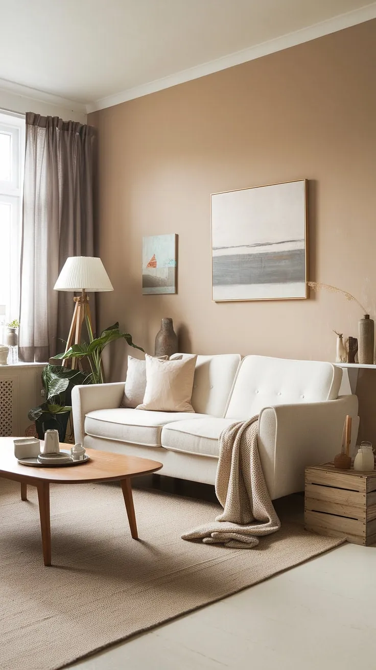 Soft lighting enhances the minimalist elegance of a Nordic living room, showcasing a serene Scandinavian aesthetic