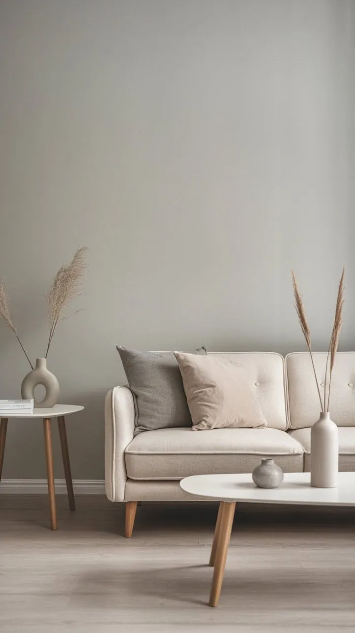 This Nordic-inspired living room blends subtle sophistication with serene simplicity, featuring clean lines, a muted palette, and natural elements that evoke a modern yet timeless tranquility.