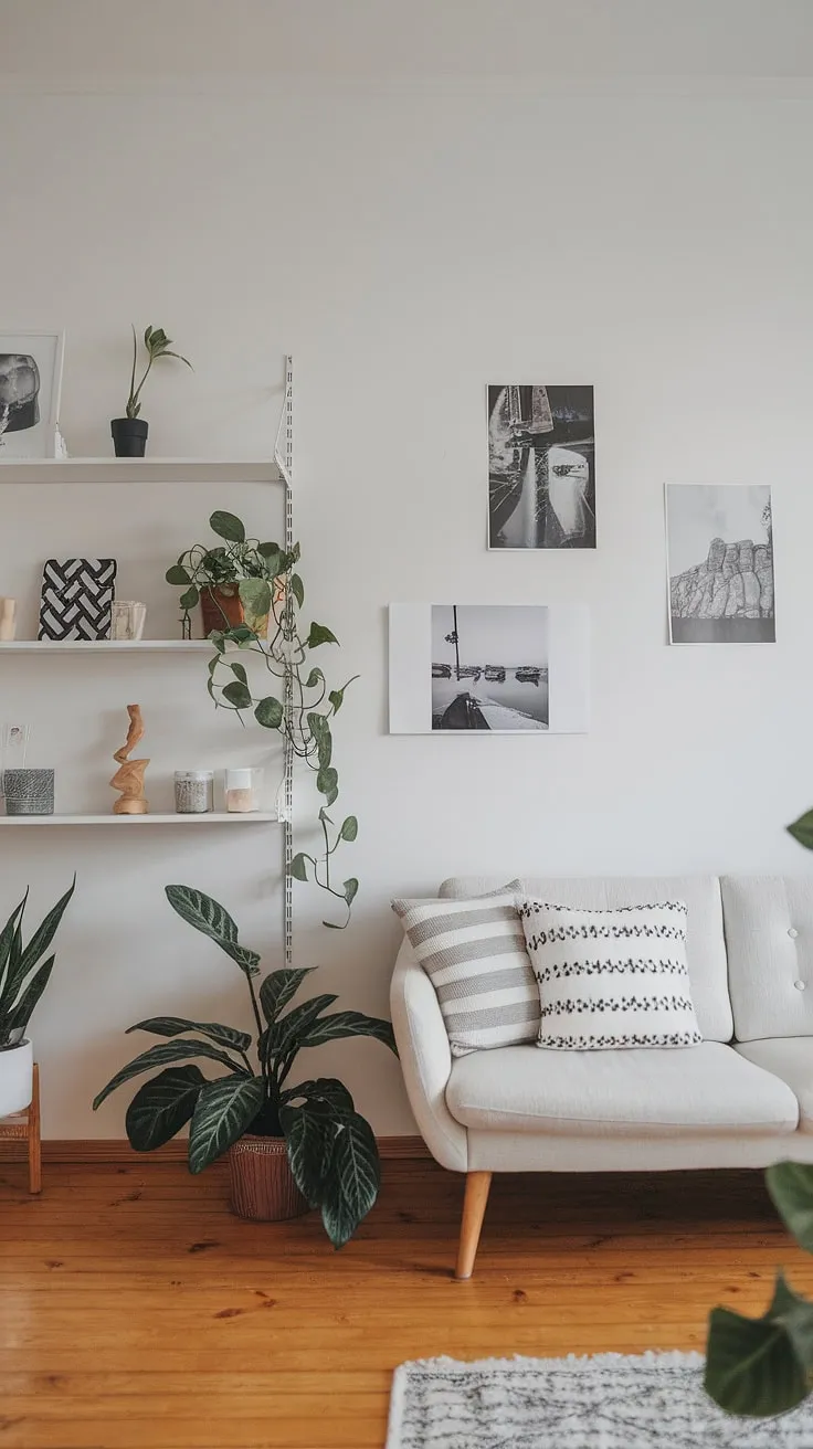 Elegant Scandinavian minimalism defines this airy living space