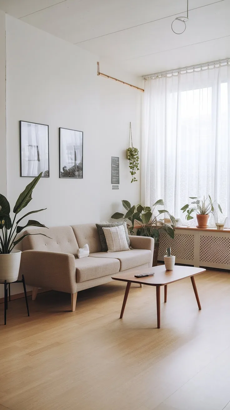 A light-filled Scandinavian space exudes calm with its simple décor and natural materials.