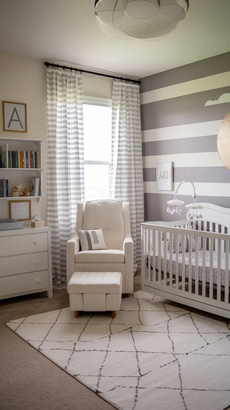 This serene nursery room guest room combo seamlessly blends functionality and style.  The calming grey and white palette, complemented by thoughtful nursery decor and clever baby room ideas, creates a space that's both welcoming for guests and perfect for a little one's peaceful slumber.  This baby boy nursery design showcases current nursery trends, offering inspiration for your own baby room design.  The overall nursery aesthetics are effortlessly chic, a testament to the power of simple yet effective nursery room design.