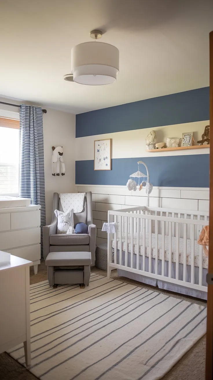 Dreamy nursery aesthetics meet practical guest room functionality in this stunning nursery room guest room combo.  This baby boy nursery boasts a sophisticated nursery design, incorporating clever baby room ideas and embracing current nursery trends.  The white furniture and calming color palette create a space that's both stylish and serene, making it a perfect example of thoughtful baby rooms design and inspiring nursery decor.