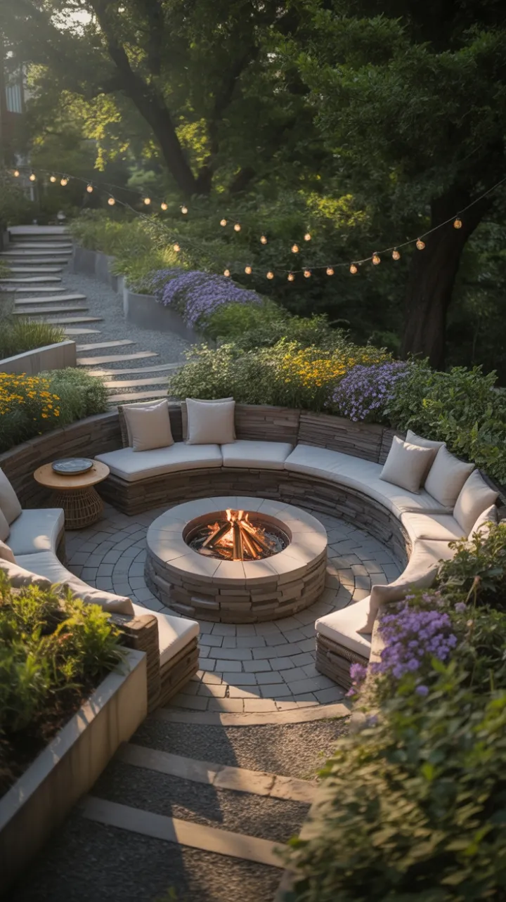 Golden Hour Fireside Garden Oasis