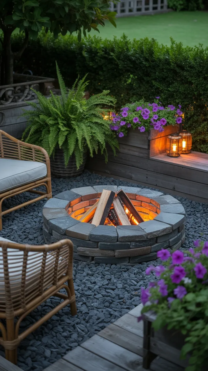 Amber-Lit Backyard Fire Pit Oasis