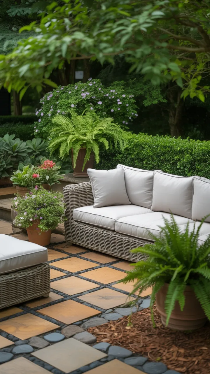 Sunlit Wicker Retreat Amid Lush Greenery