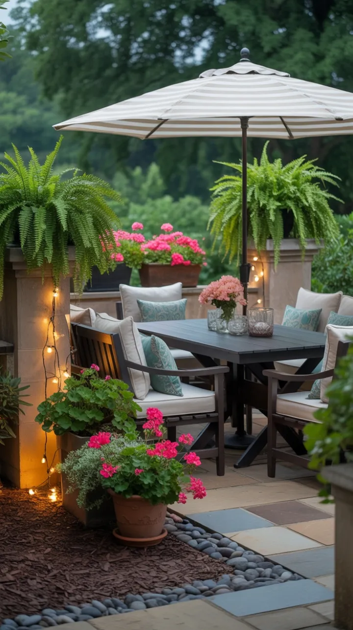 Twilight Terrace – Cozy Garden Dining Under Soft Lights