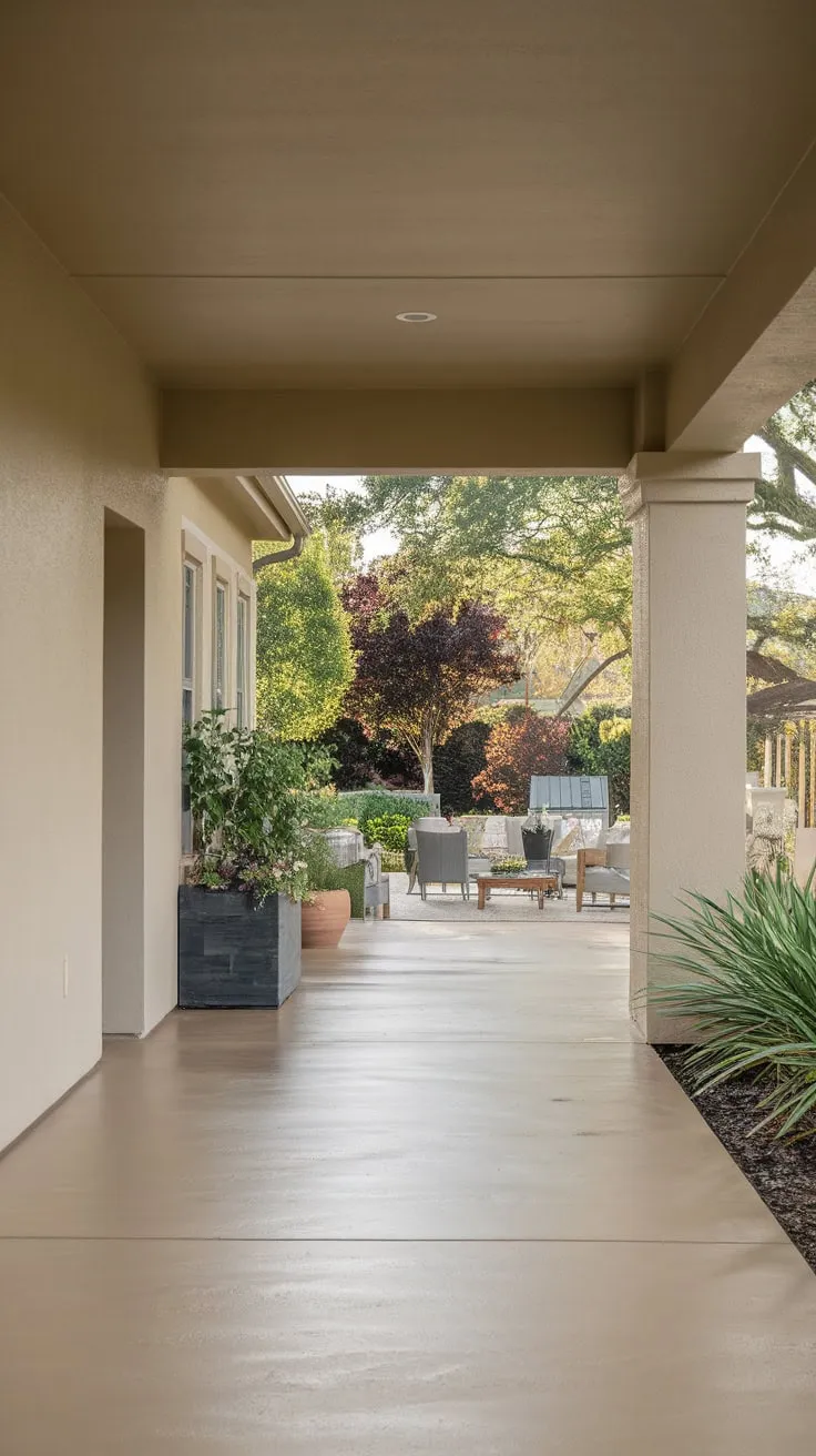 Vibrant Painted Concrete Porch Oasis