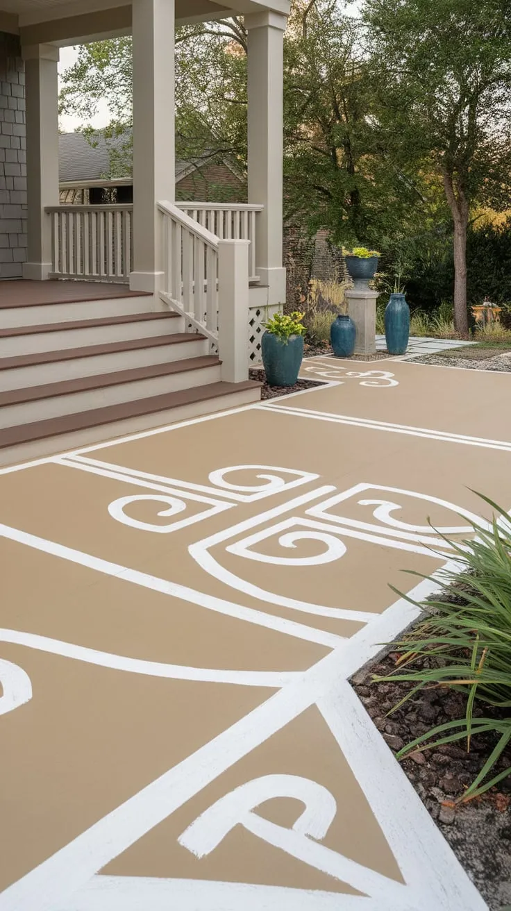 Vibrant Painted Concrete Porch and Patio Design