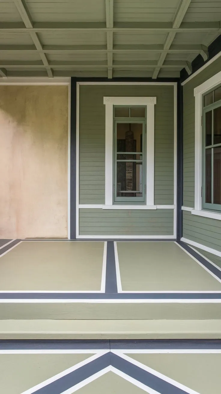 Charming Painted Concrete Porch and Patio Combo