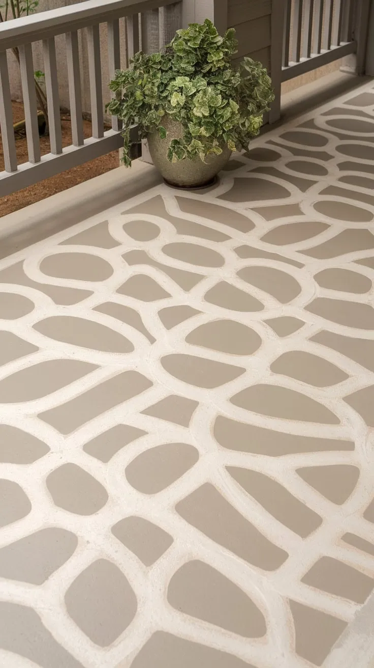 Chic Beige and Grey Painted Porch with Green Accents