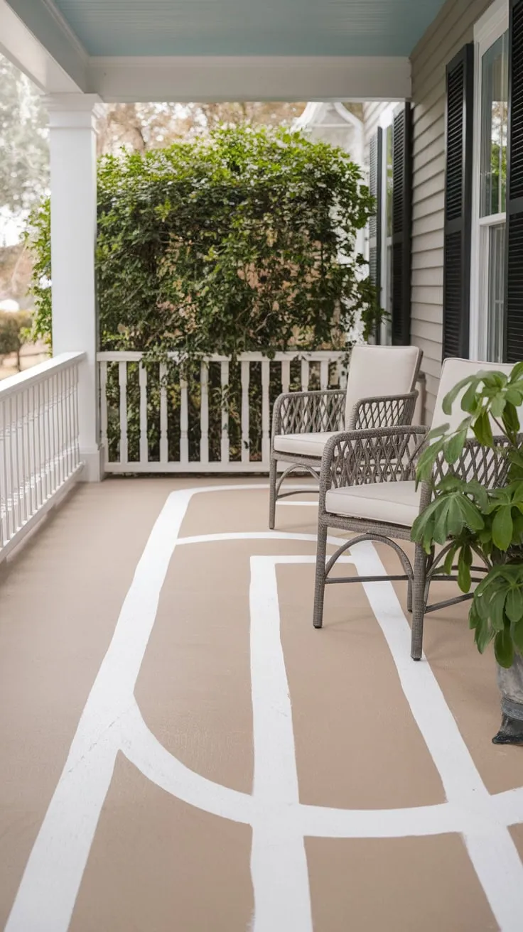Chic Striped Concrete Porch Makeover