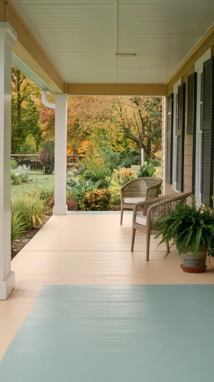 Vibrant Front Porch Oasis with Lush Greenery