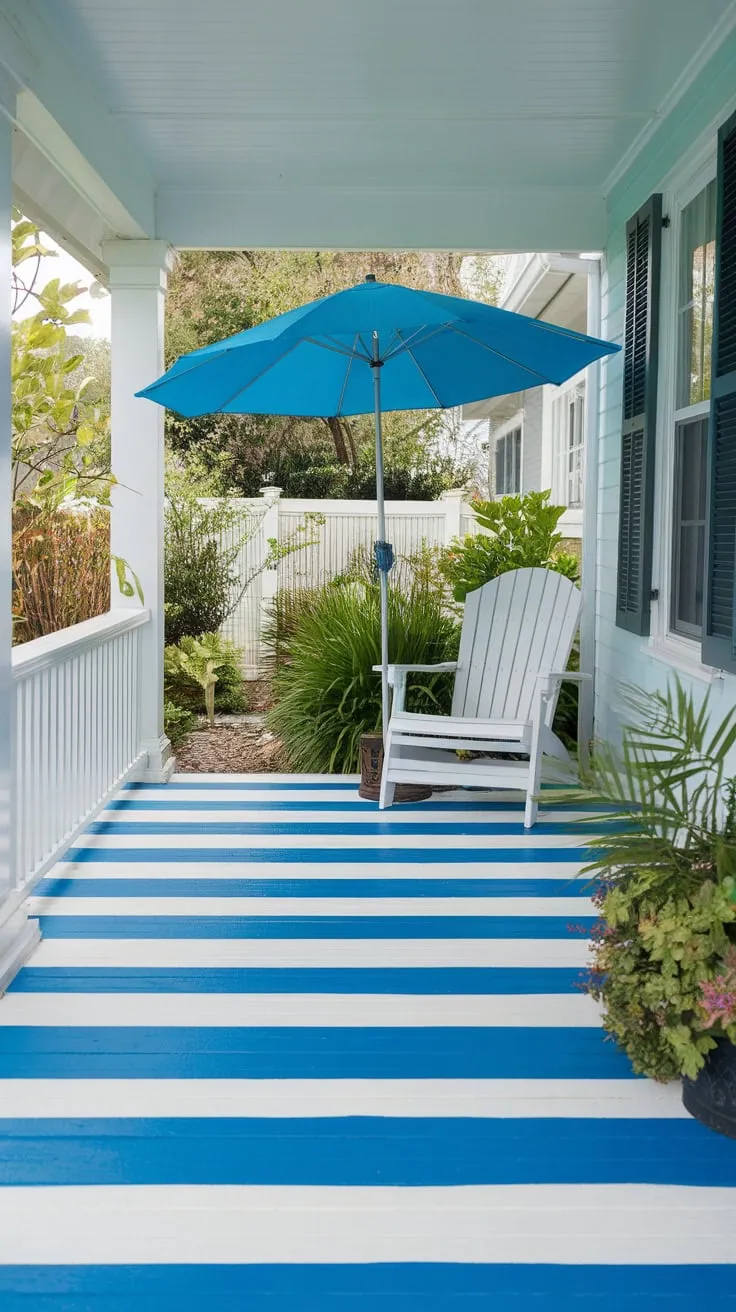 Coastal Charm: Striped Painted Porch Delight