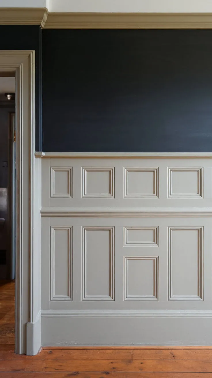 This small hallway transforms into a functional and inviting entrance with thoughtful design.  The coat shoe storage, including a split entry shoe storage and a cushioned foyer storage bench, provides ample entrance shoe storage.  Entryway decor completes the look in this charming open concept entry, perfect for a tiny home.