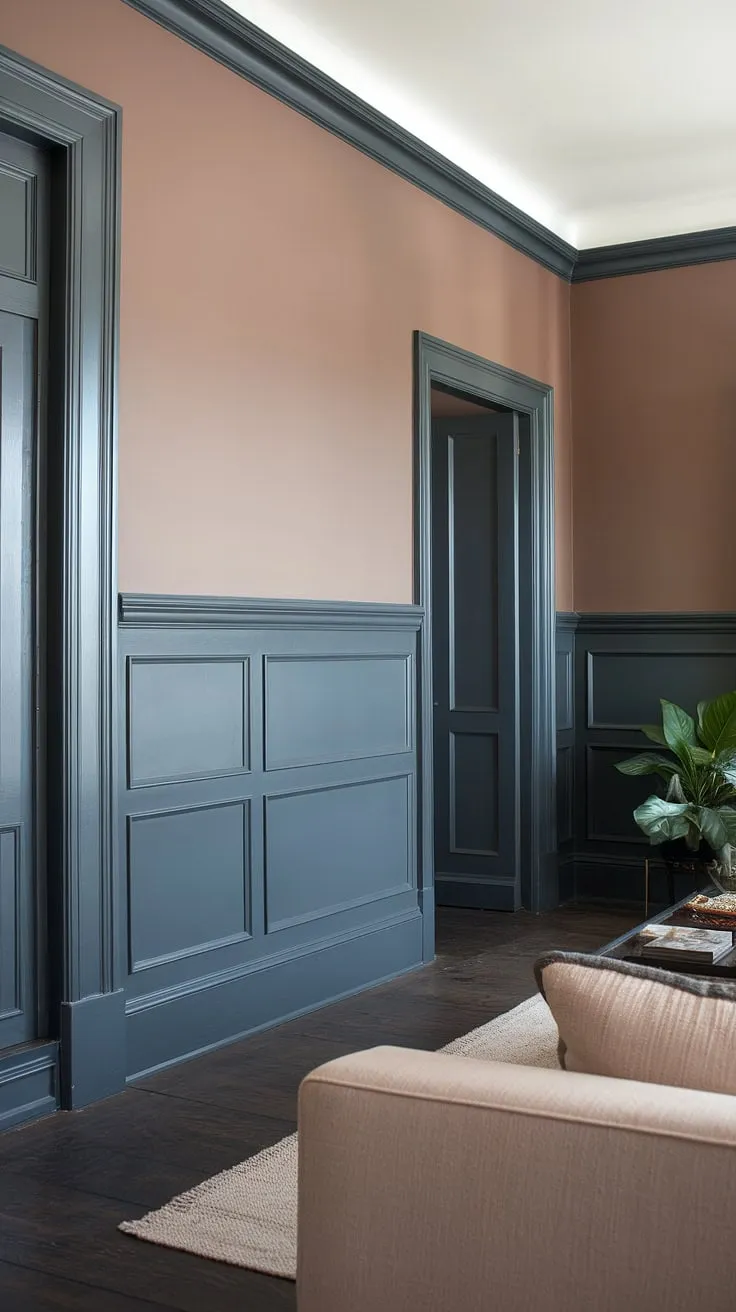 This small hallway's coat shoe storage is anything but cramped.  The split entry shoe storage system and plush rug create a welcoming foyer entryway, while the storage bench and shelf above offer ample space for shoes, coats, and more.  Perfect for a tiny home entryway or any space needing smart entrance shoe storage solutions.