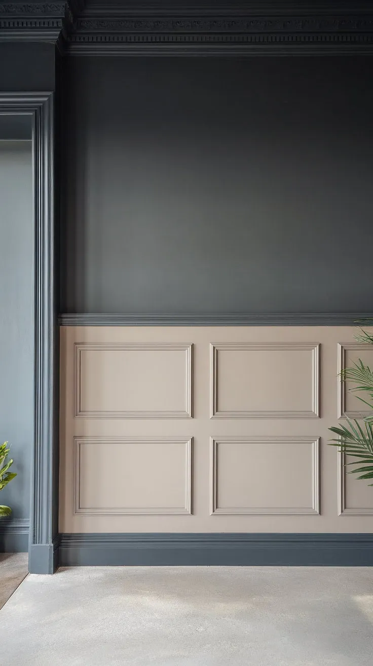 This small hallway in a tiny home showcases ingenious split entry shoe storage.  A foyer storage bench with a decorative pillow provides seating and extra storage, while the coat rack and floating shelf complete the entrance shoe storage and entryway decor.  The design proves that even the smallest spaces can be stylish and functional, offering a welcoming open concept entry.