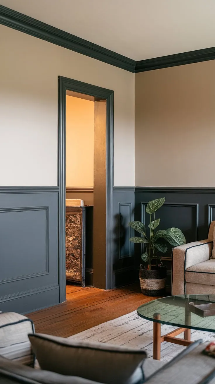 This tiny home entryway maximizes space with clever foyer entryway storage.  The split entry shoe storage and foyer storage bench offer practical coat shoe storage solutions, while the entryway decor adds a touch of personality to this small hallway.  An open concept entry feels surprisingly spacious.