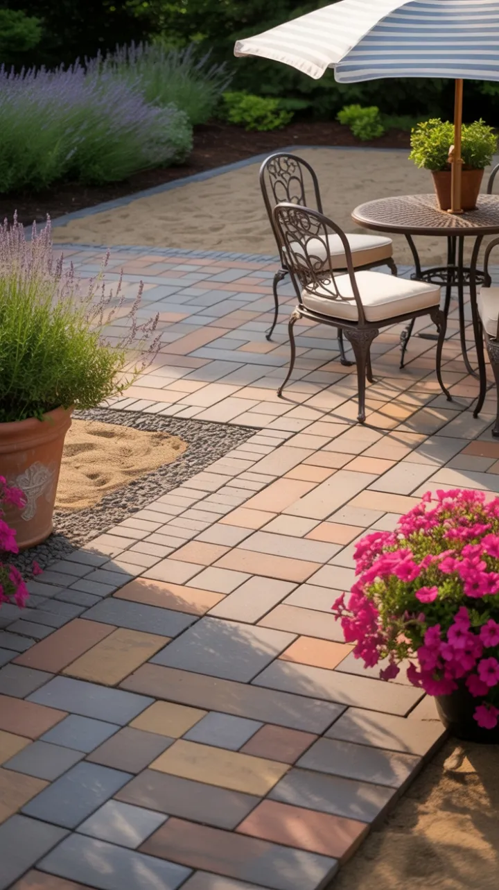 Lavender-Kissed Patio Bathed in Golden Light