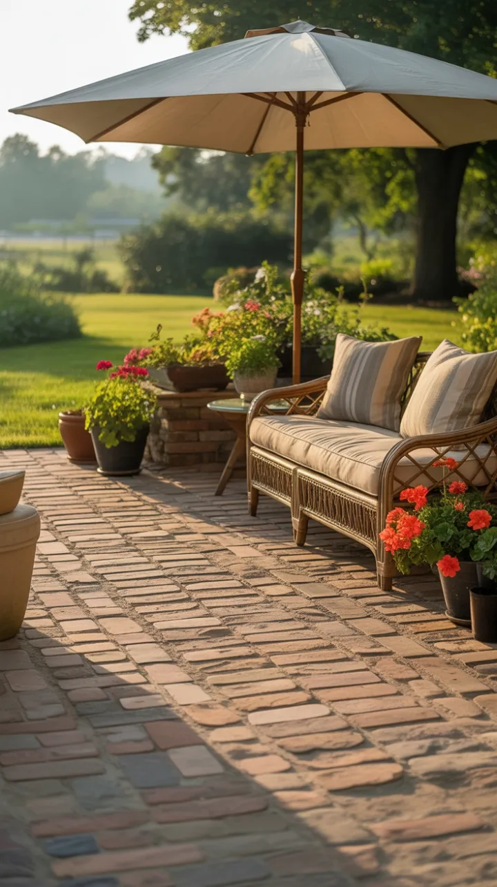 Sunlit Sanctuary on a Textured Stone Patio