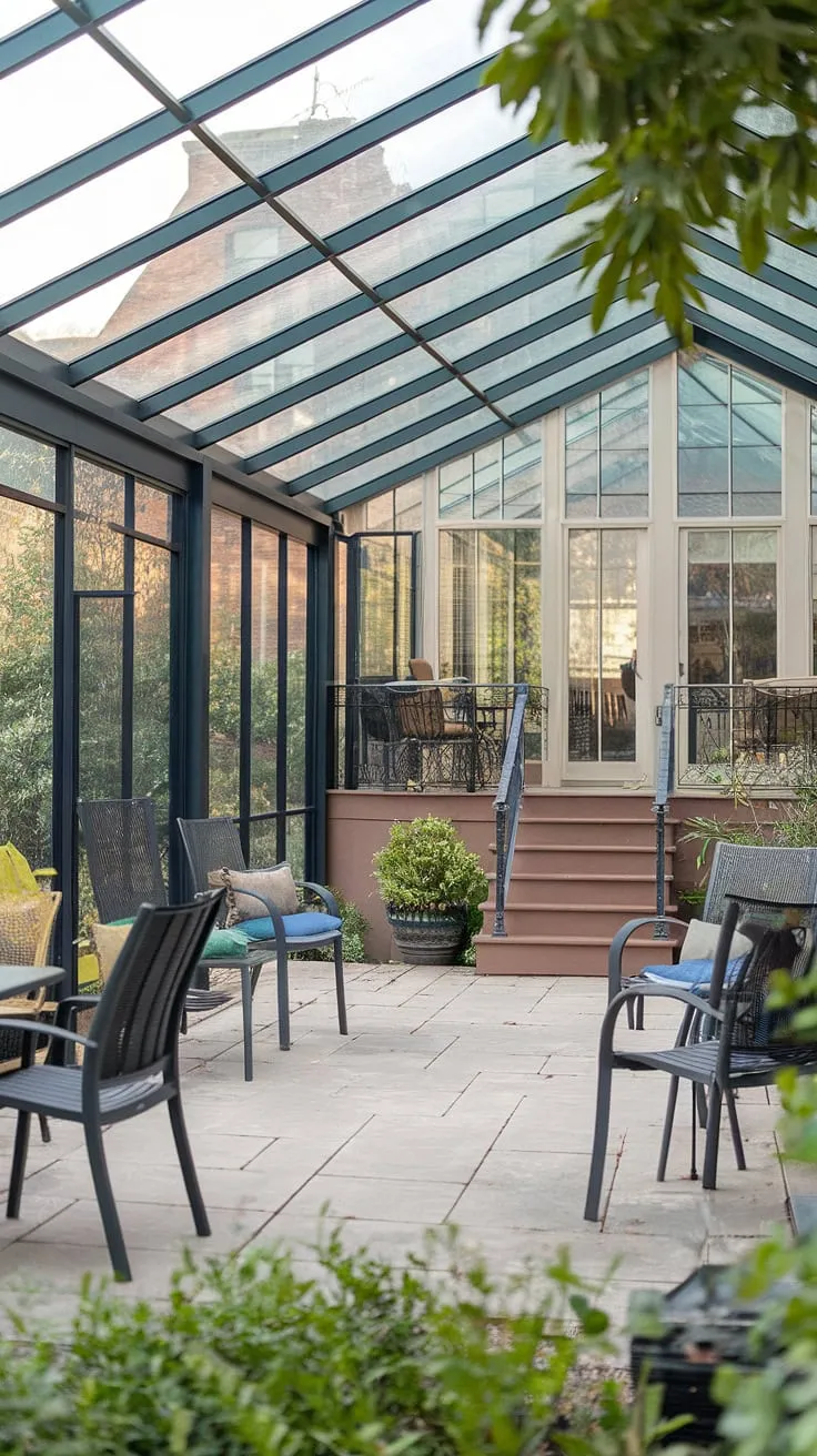 Transforming a tiny townhouse space into a cozy retreat. This small patio, with its simple round table and chairs, proves that even the smallest outdoor areas can be brimming with charm.  Find more uncovered patio ideas and patio decor ideas for your own backyard, perfect for small patio design and small outdoor patios.  Plenty of patio ideas townhouse await!