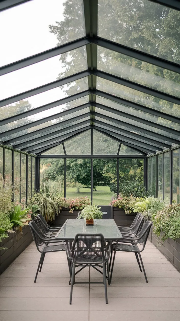 Imagine relaxing on your patio furniture, surrounded by greenery and sunlight streaming through your glass roof. This clear roof patio is the perfect example of covered patio ideas, seamlessly blending indoor and outdoor living.  The patio roof design, whether you choose a veranda roof or screened porch roof, offers a tranquil retreat.  Transform your outdoor space with a patio to sunroom conversion.