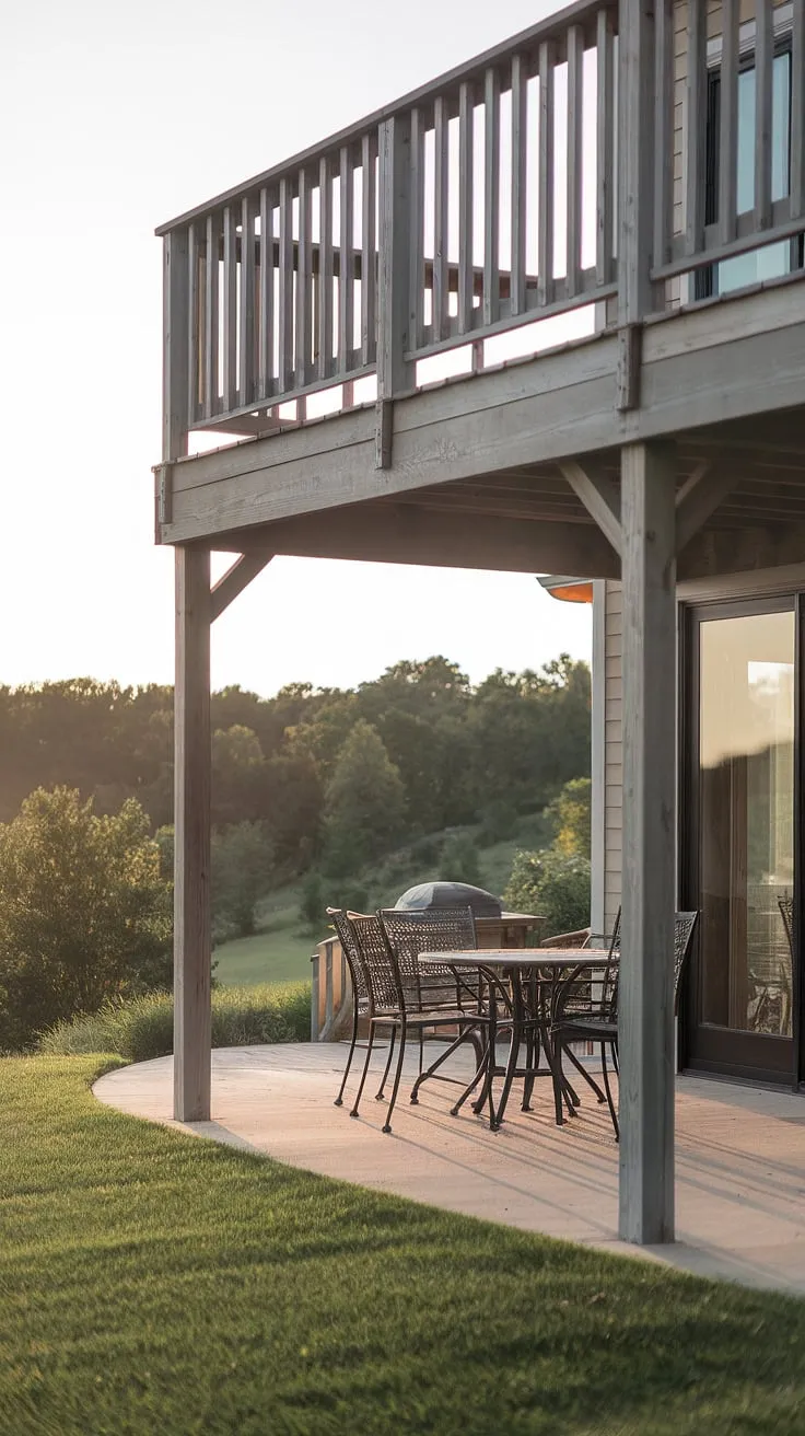 Imagine relaxing evenings on this second floor deck, the gentle breeze carrying the scent of blooming flowers.  With clever under deck ideas, this backyard under deck patio ideas transformed a simple townhouse patio into a multi-level haven.  Get inspired by these high decks backyard and second floor deck ideas for your own outdoor retreat.