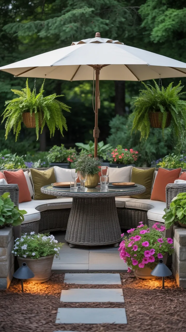 Cozy Garden Patio Bathed in Warm Golden Light