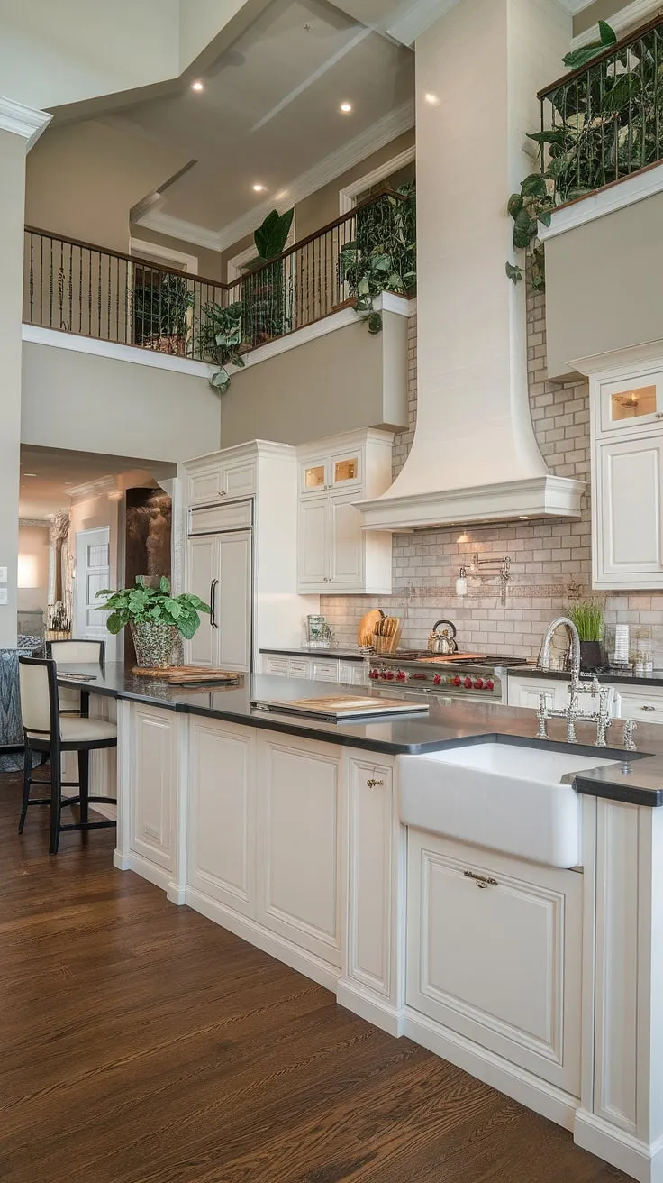 High-end appliances and a sleek design define this penthouse kitchen's luxurious ambiance