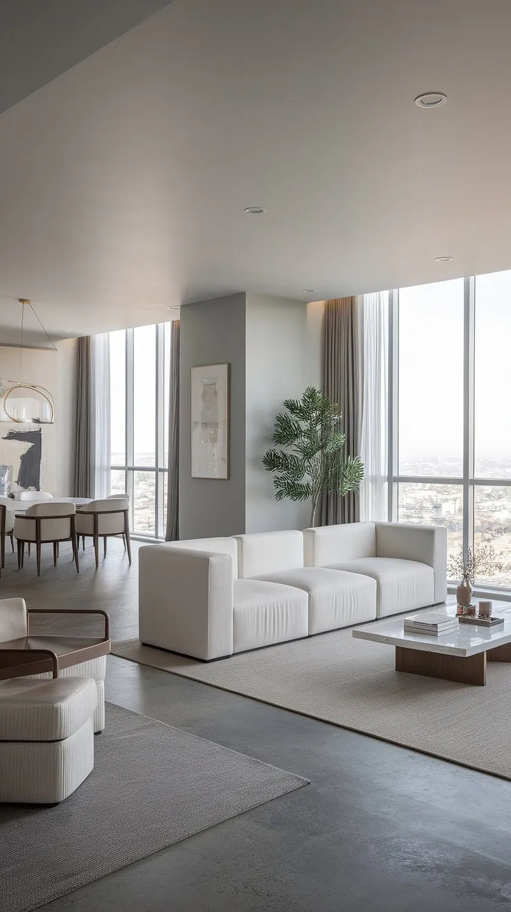 Elegant minimalist penthouse design showcases city views and sophisticated living