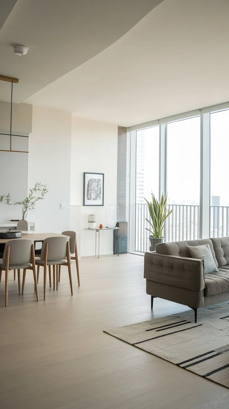 Modern minimalist penthouse design showcases clean lines and expansive views