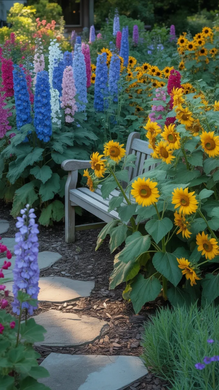 Afternoon Glow in a Perennial Flower Garden