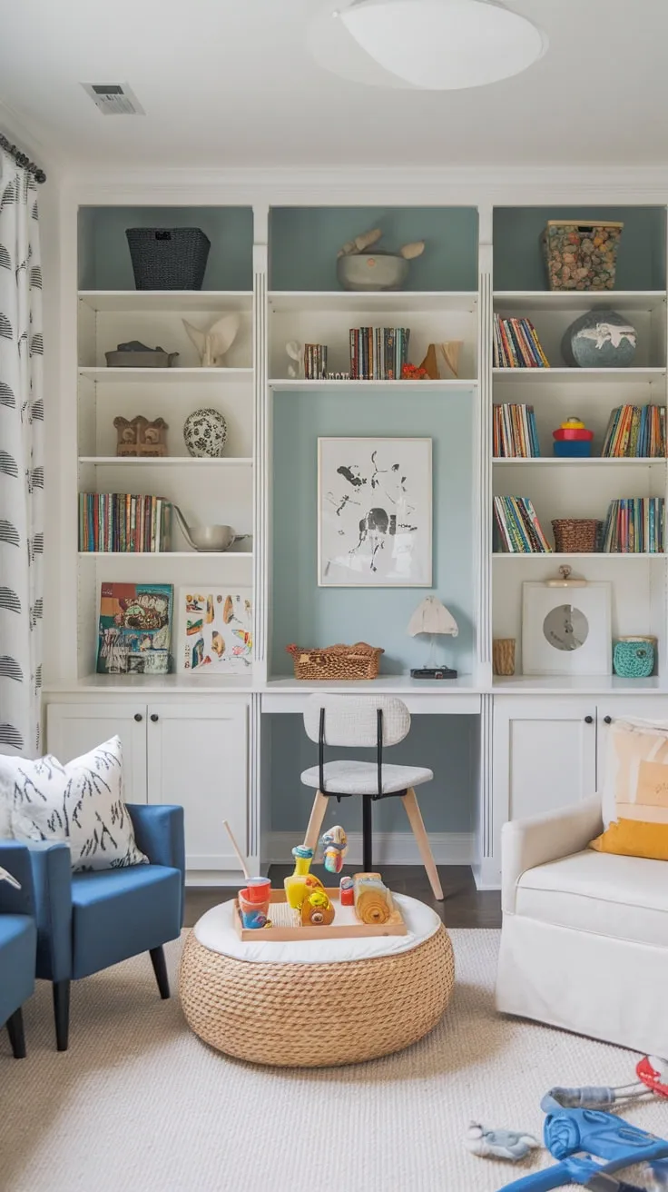 Transform your living space into a vibrant, functional haven blending playful zones for kids with adult-friendly areas for work and relaxation